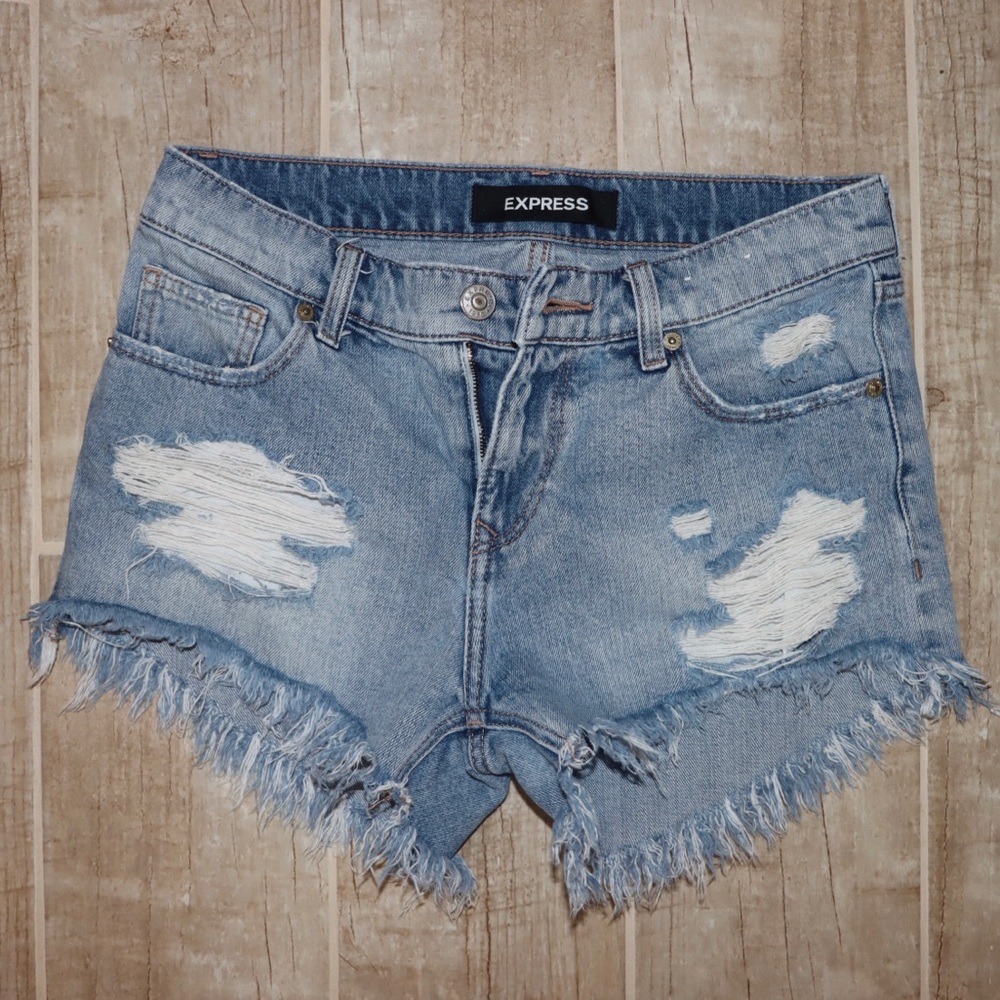 Express shortie girlfriend denim shorts